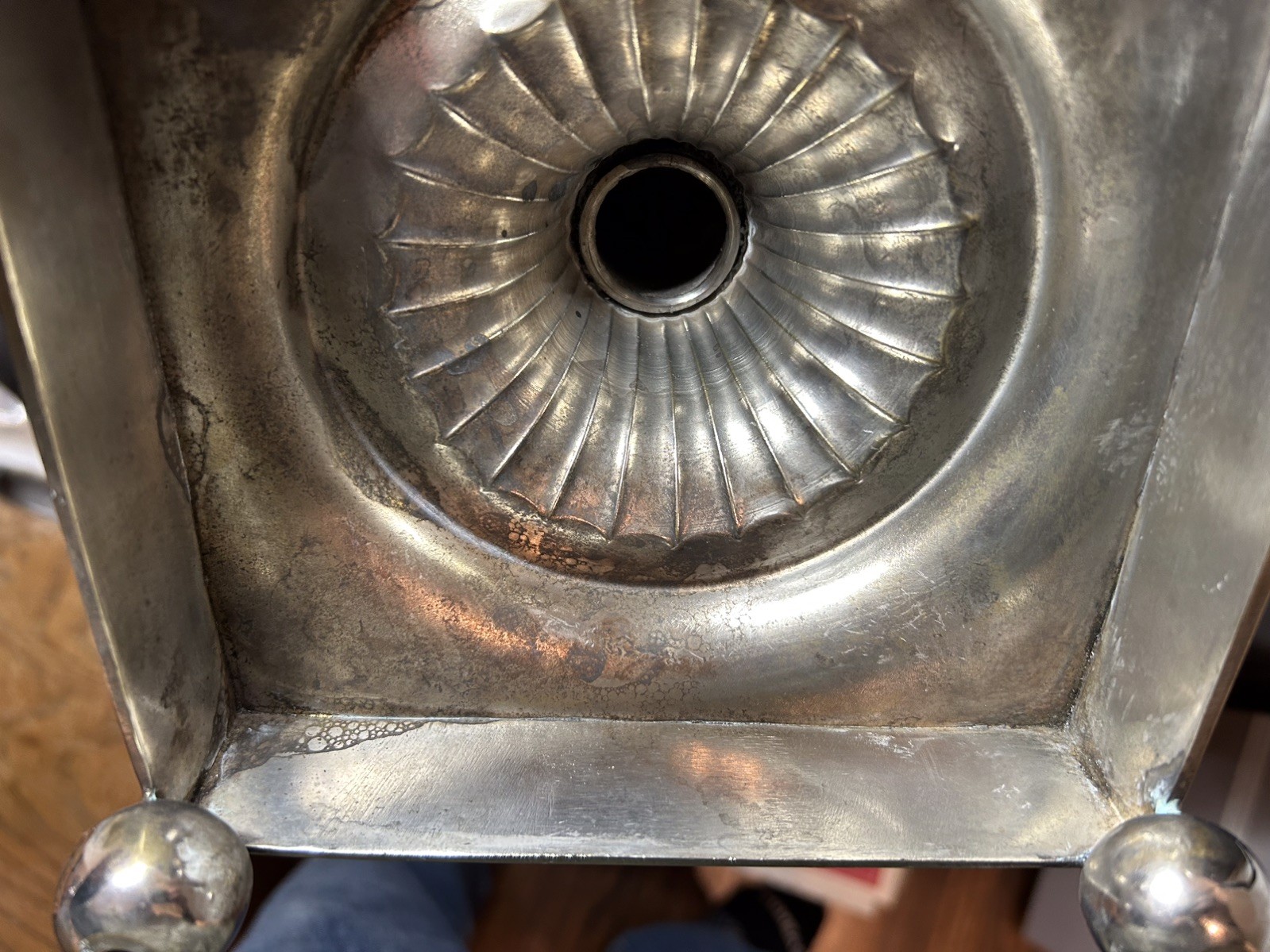 A large handmade Neo-Classical silver plate Tea / Coffee Urn. Height 23 1/2″