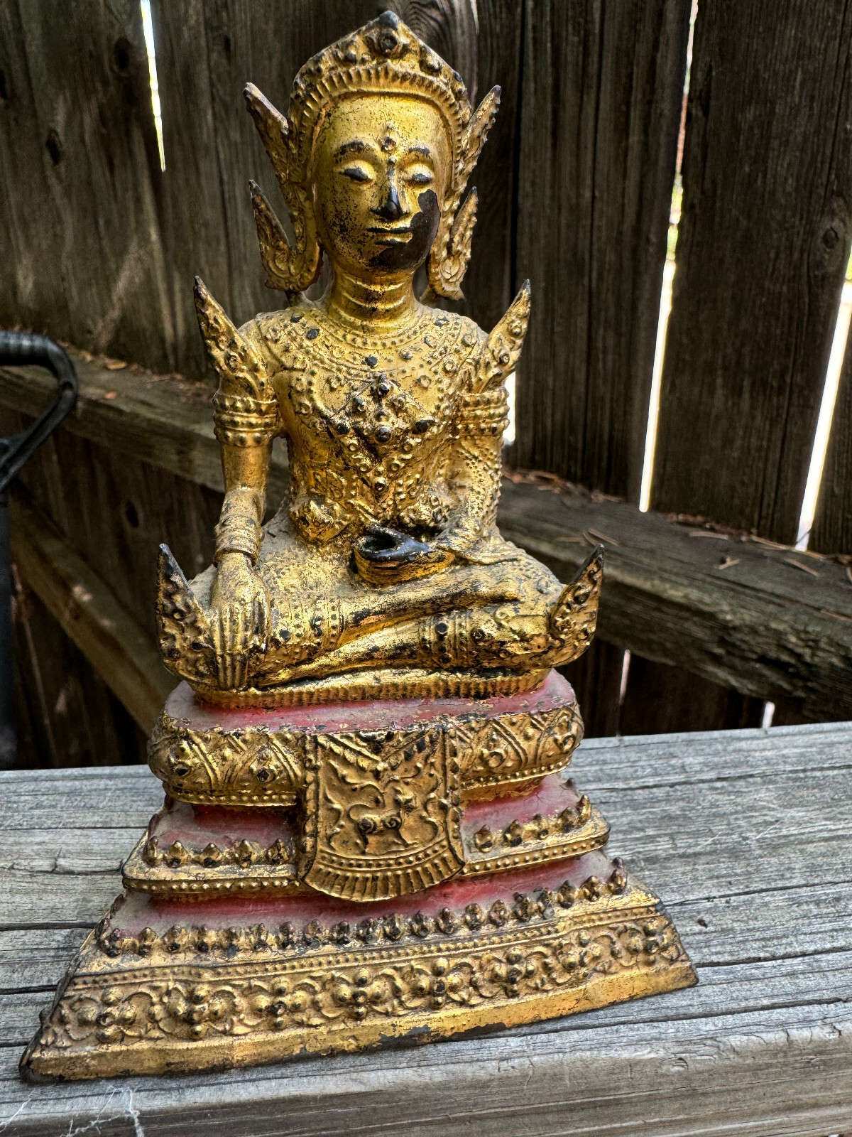 Antique 19th Century gold- Bronze Thai Rattanakosin Buddha Statue from Thailand