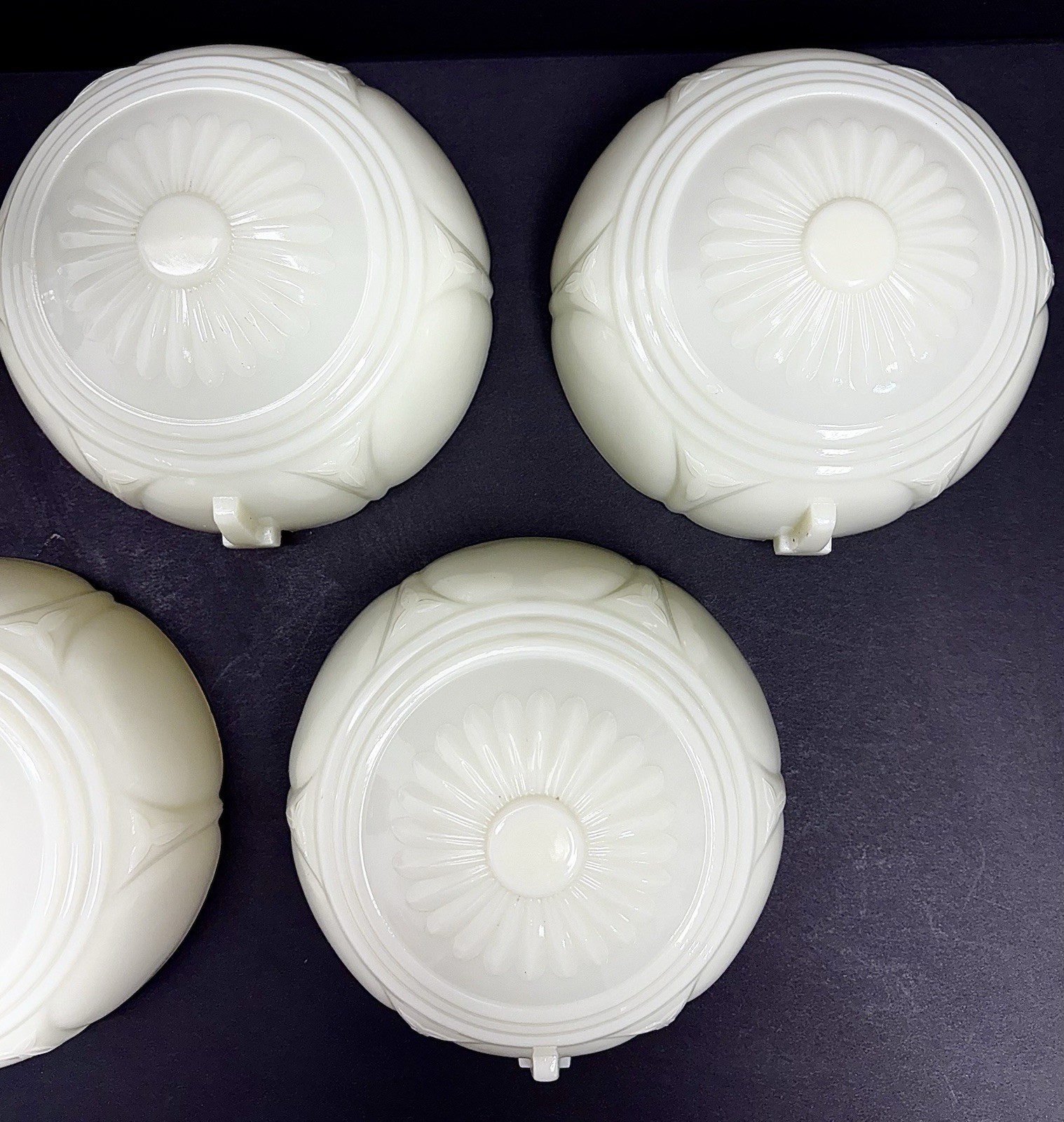 Antique Original l920’s 30s lot Of 5 Art Deco Glass Chandelier SLIP SHADES Vtg