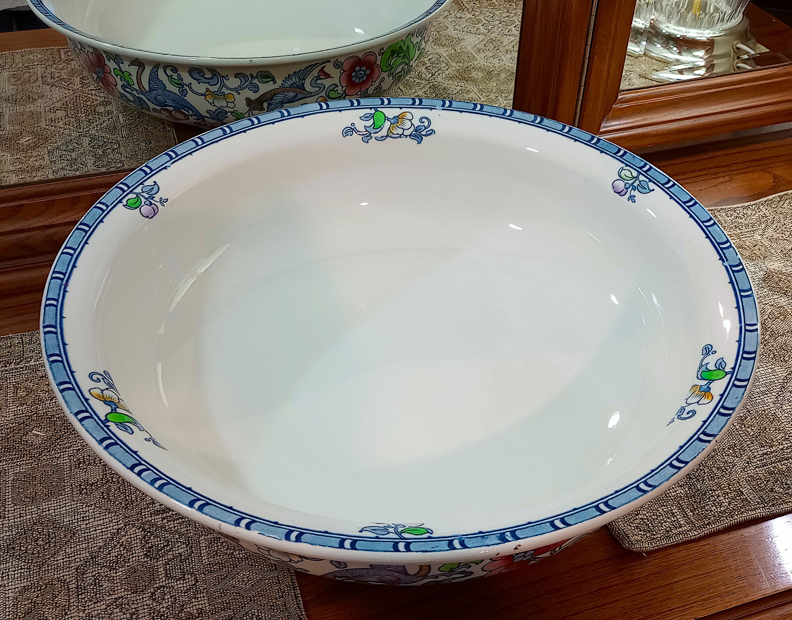 2 pc Antique Water Pitcher & Basin – “Cluny” by Keeling 1912-1936 – England