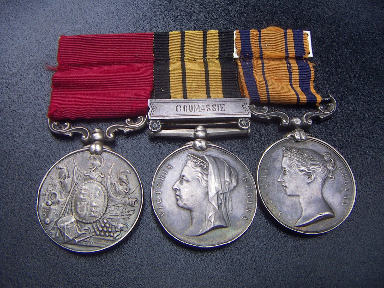 1800s UNITED KINGDOM BRITISH TRIO CAMPAIGN SILVER MEDAL BAR GROUP NAMED SUPERB !
