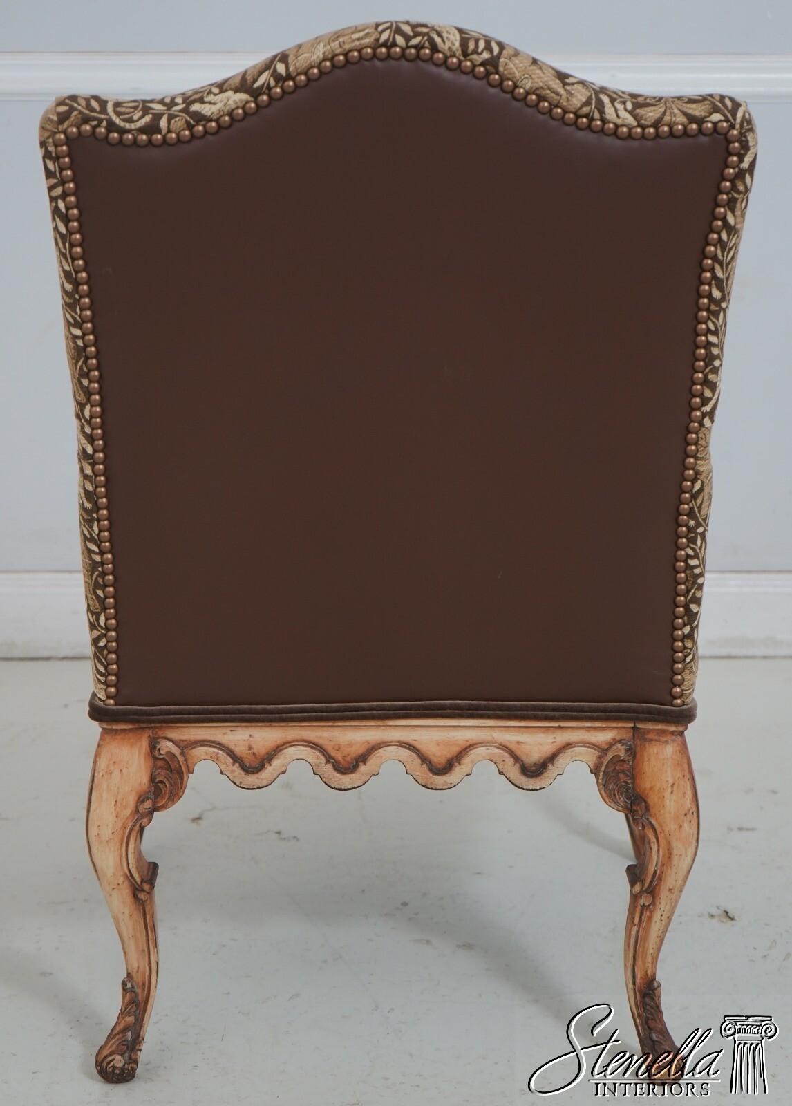 L68872: Pair WEIMAN French Louis XIV Safari Print Upholstered Armchairs