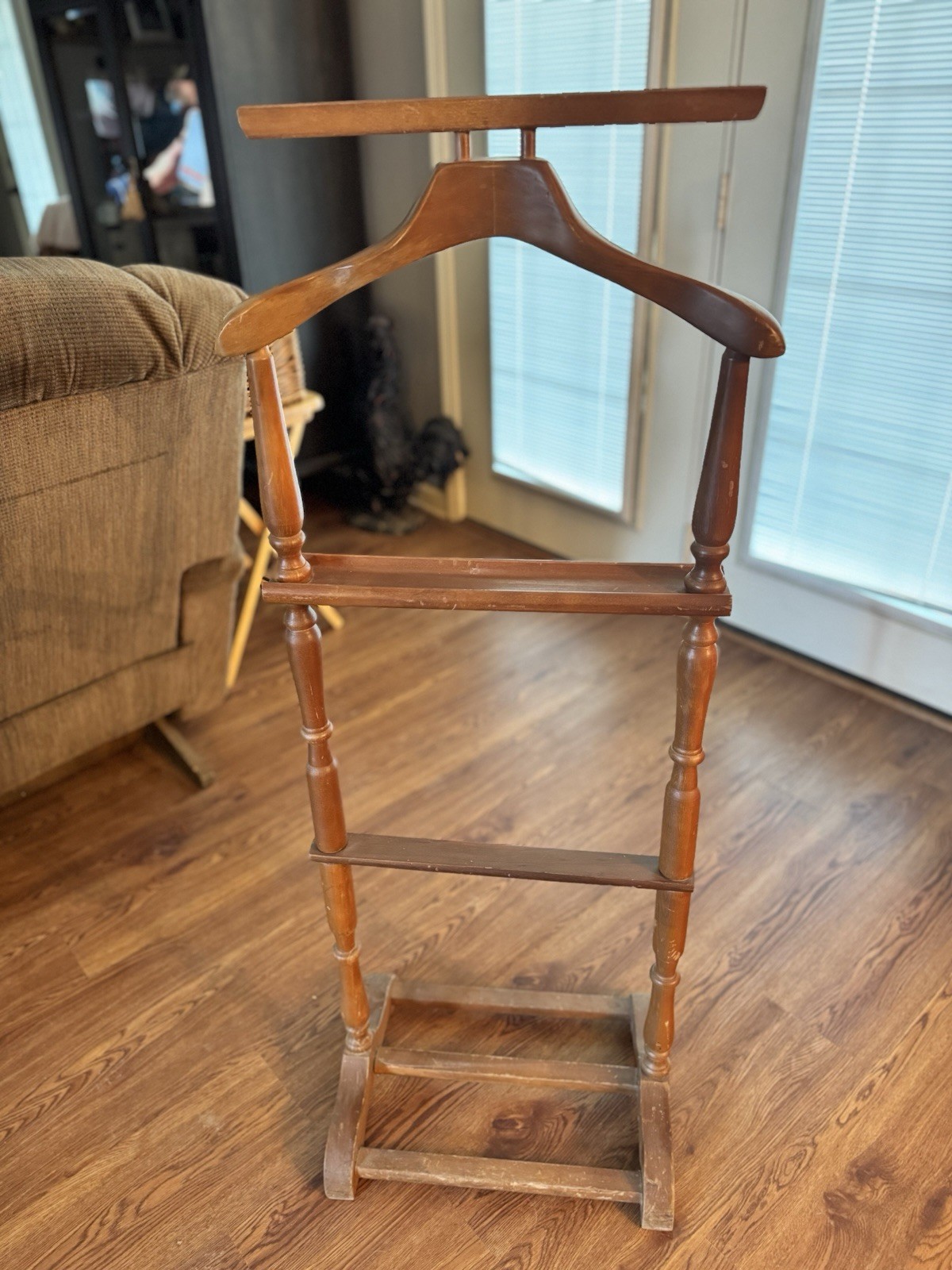 VTG Wooden Valet Butler Stand 47.5”X 17.5″ Wear Is Visible No Stamps Or Labels