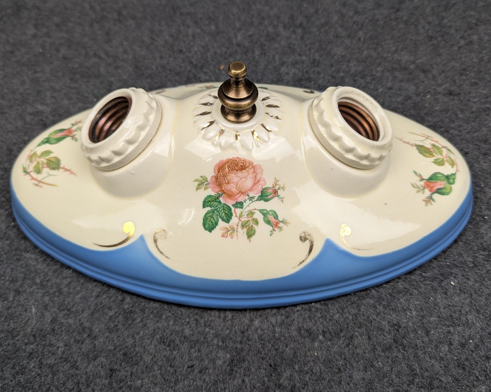 Restored PORCELIER Porcelain Ceiling Light Fixture, Art Deco & MCM, Rewired