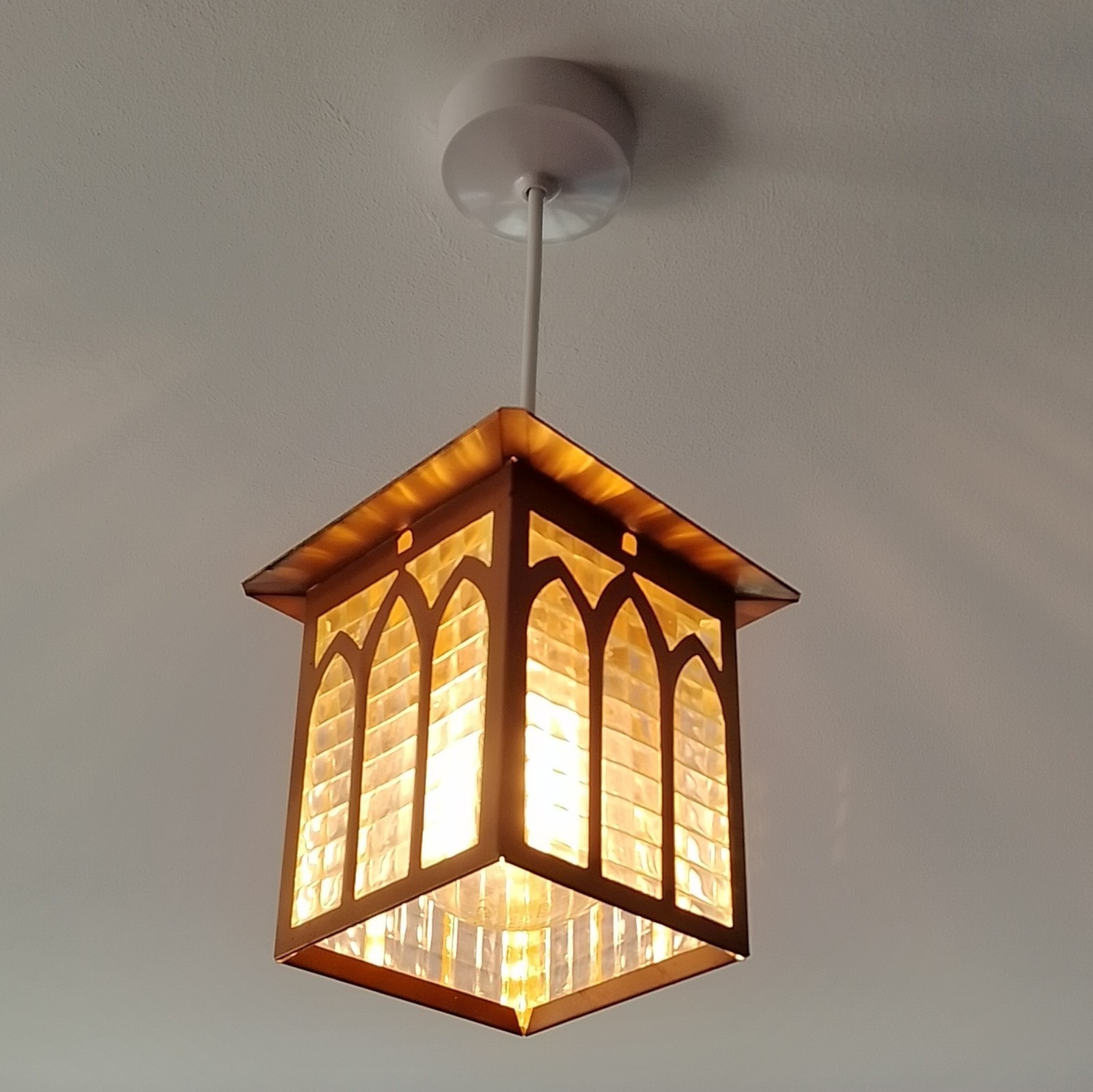 MID CENTURY HANGING LANTERN Metal/ GLASS CEILING LAMP LIGHT Shade