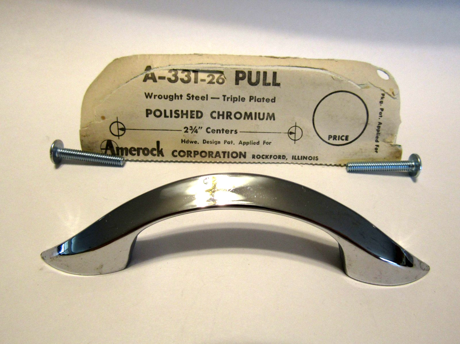 Vintage Nos Chrome Cabinet Door Pull Drawer Handle Smile Shape Amerock A-331-26
