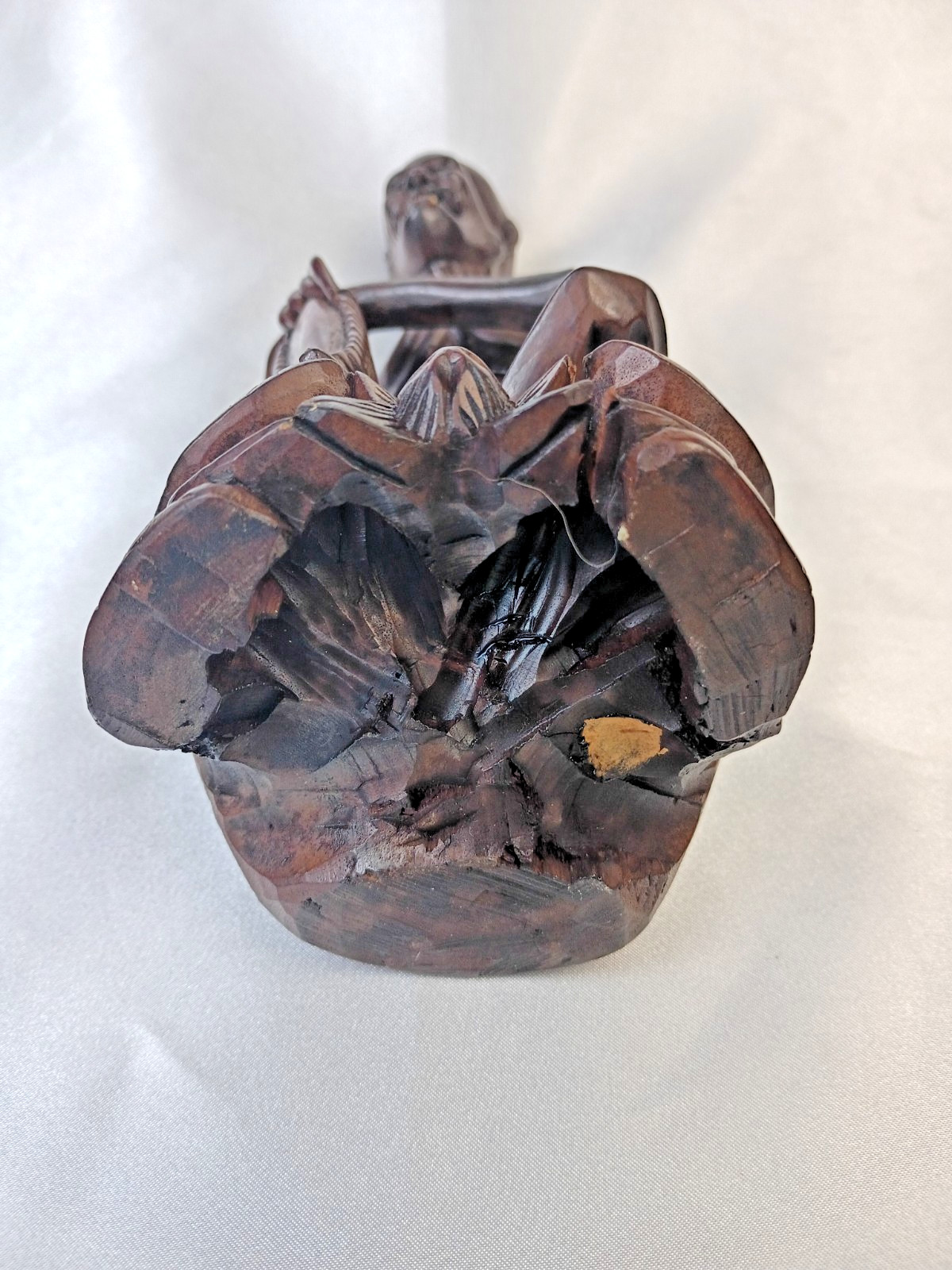 Chinese Wood Carving Emaciated Monk Laughing Buddha Happy Hotei Prayer Beads