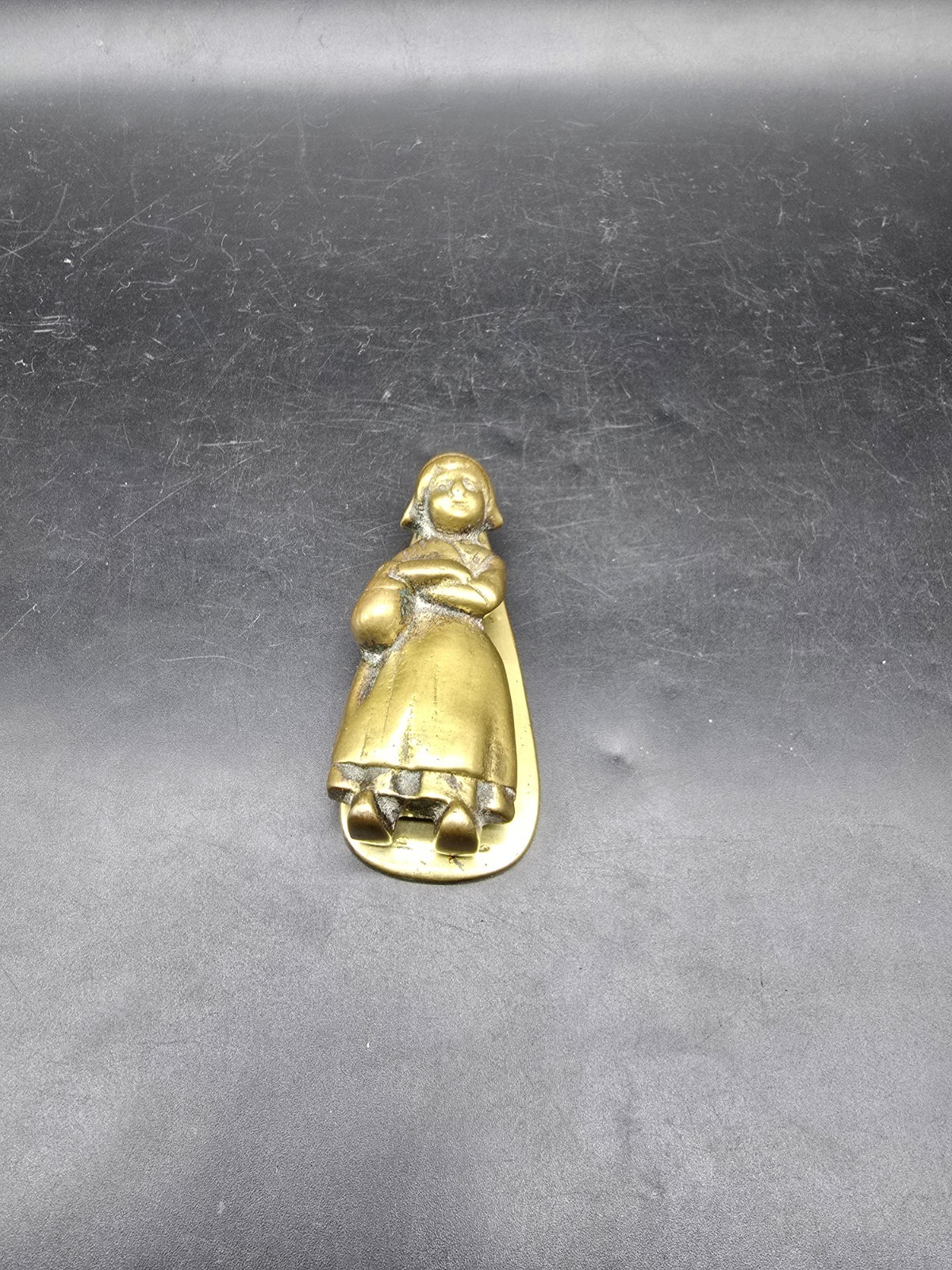 Vintage Cast Solid Brass Door Knocker Dutch Lady 38x87mm Reclaimed