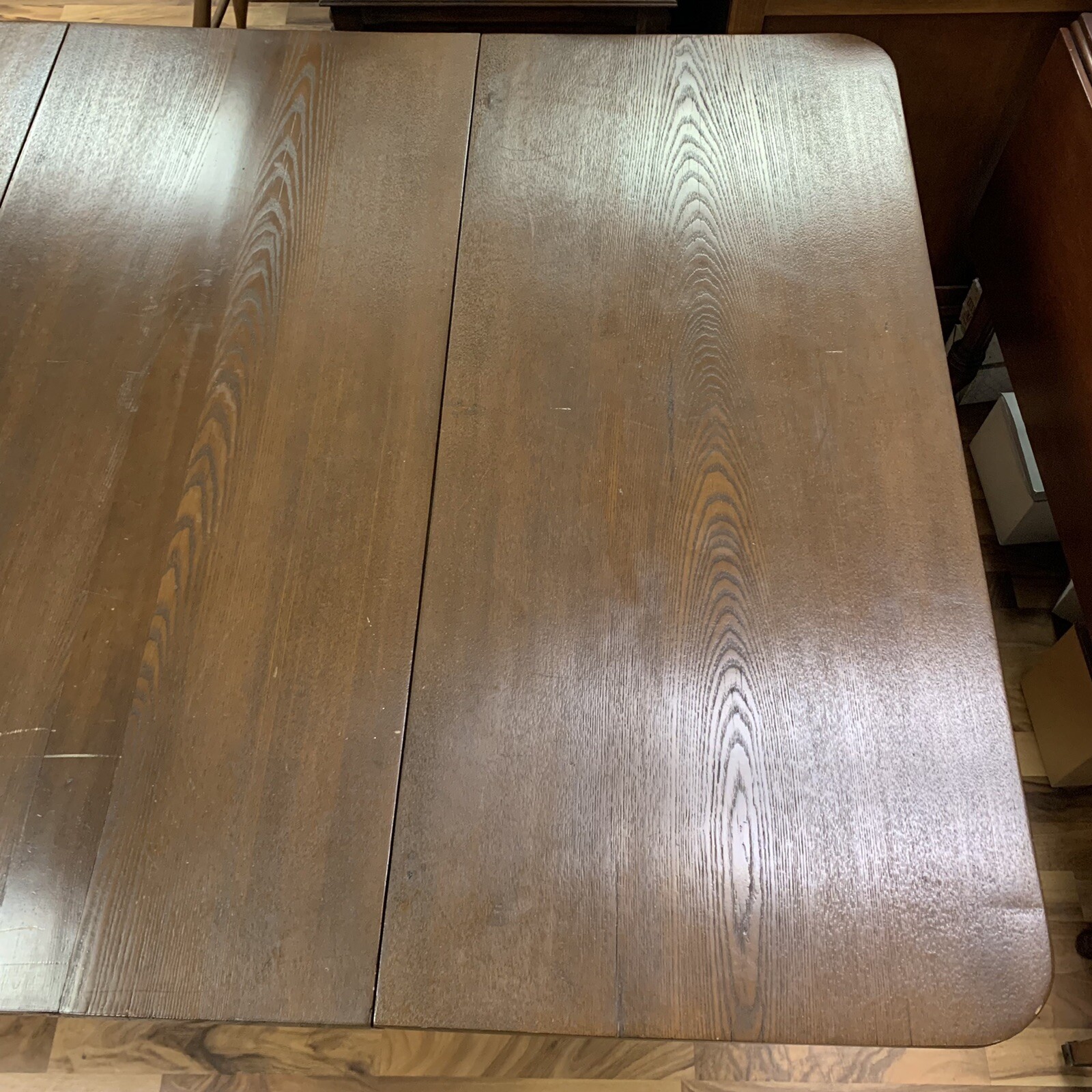 ATQ 1800s Primitive Hand Carved Solid Oak Wood Drop Leaf Table w/ Gate Legs 60”L