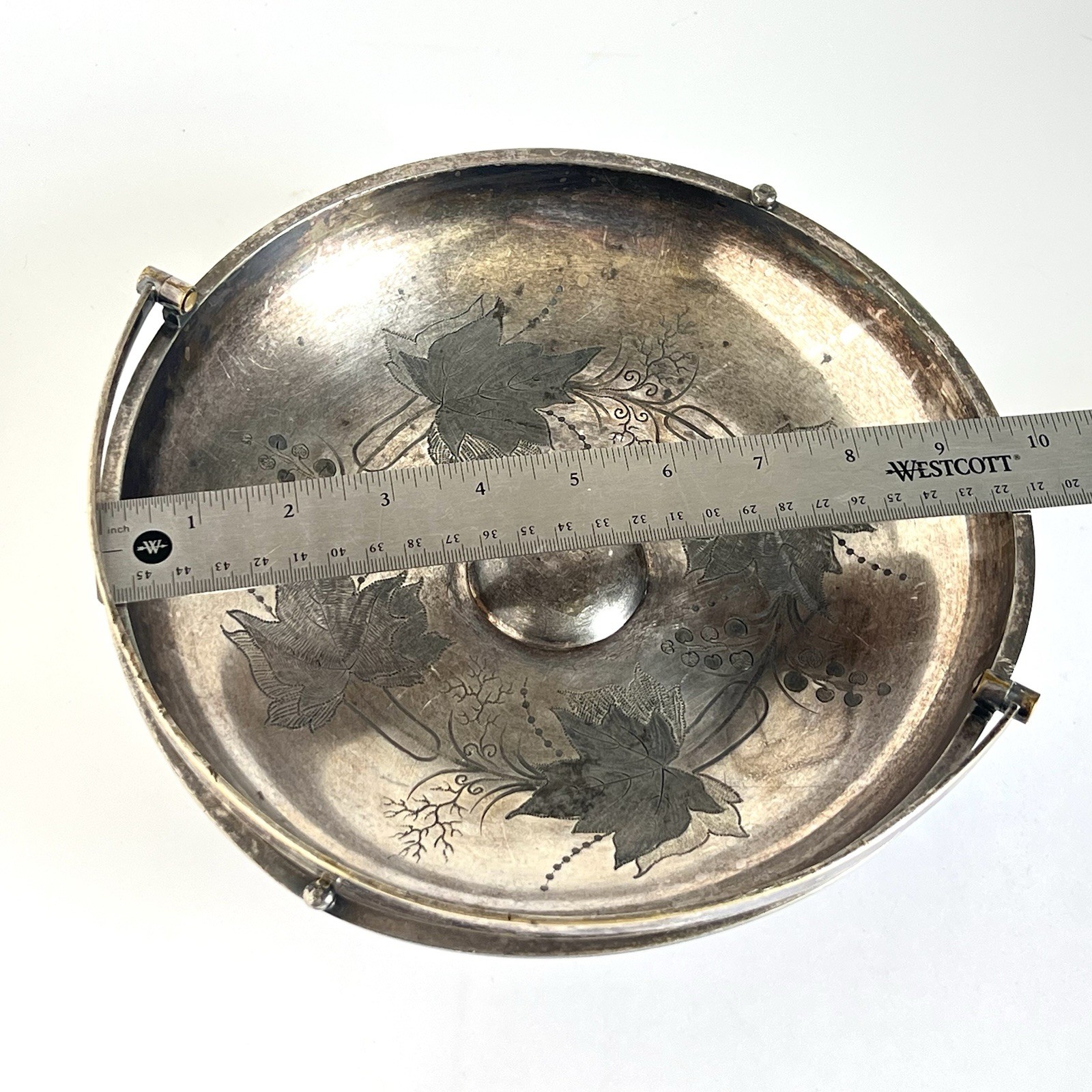 Victorian Rogers Smith &Co Silver Plate Bridal Cake Basket with Maple Leaves