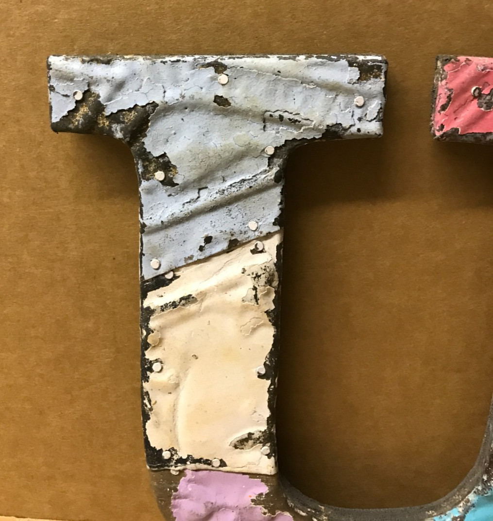 Decorative Salvaged Tin Ceiling 8″ Patchwork Mix Color Letter U Metal 165-26B