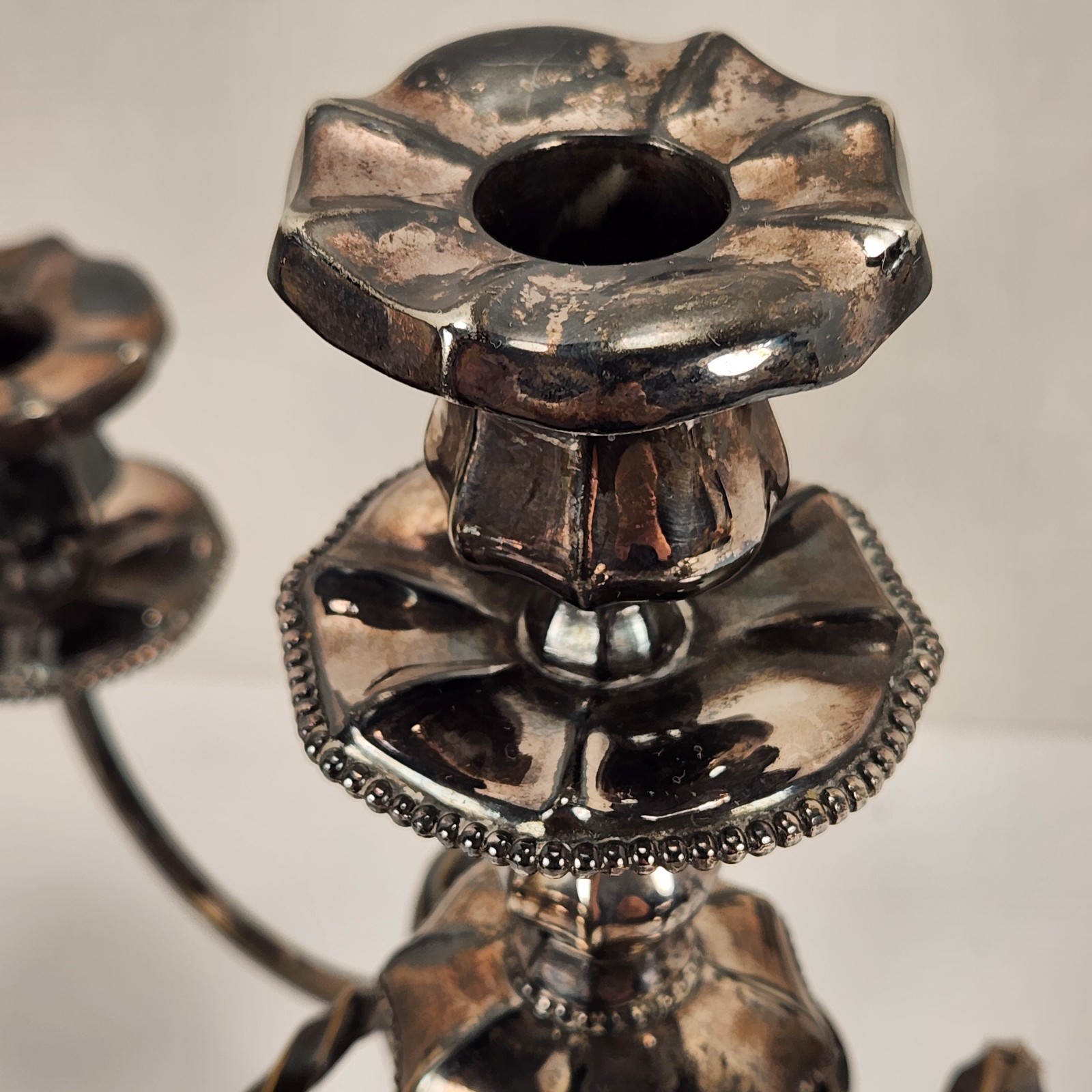 Antique Pairpoint Quadruple Silver Plate 5 Arm Twist Candleabra New Bedford Mass