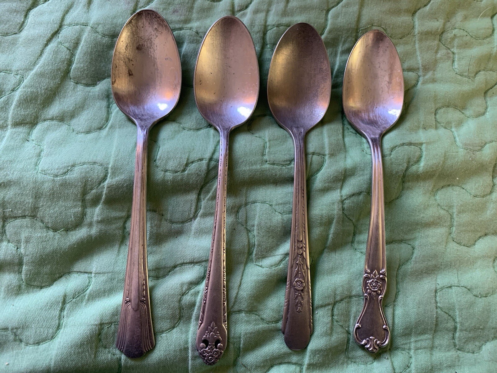 Lot Of 4 Various Makers Silverplated Teaspoons *Listed In Description*