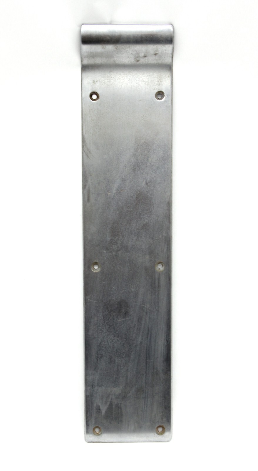 Vintage 16 in. Nickel Over Brass Curved Door Push Plate