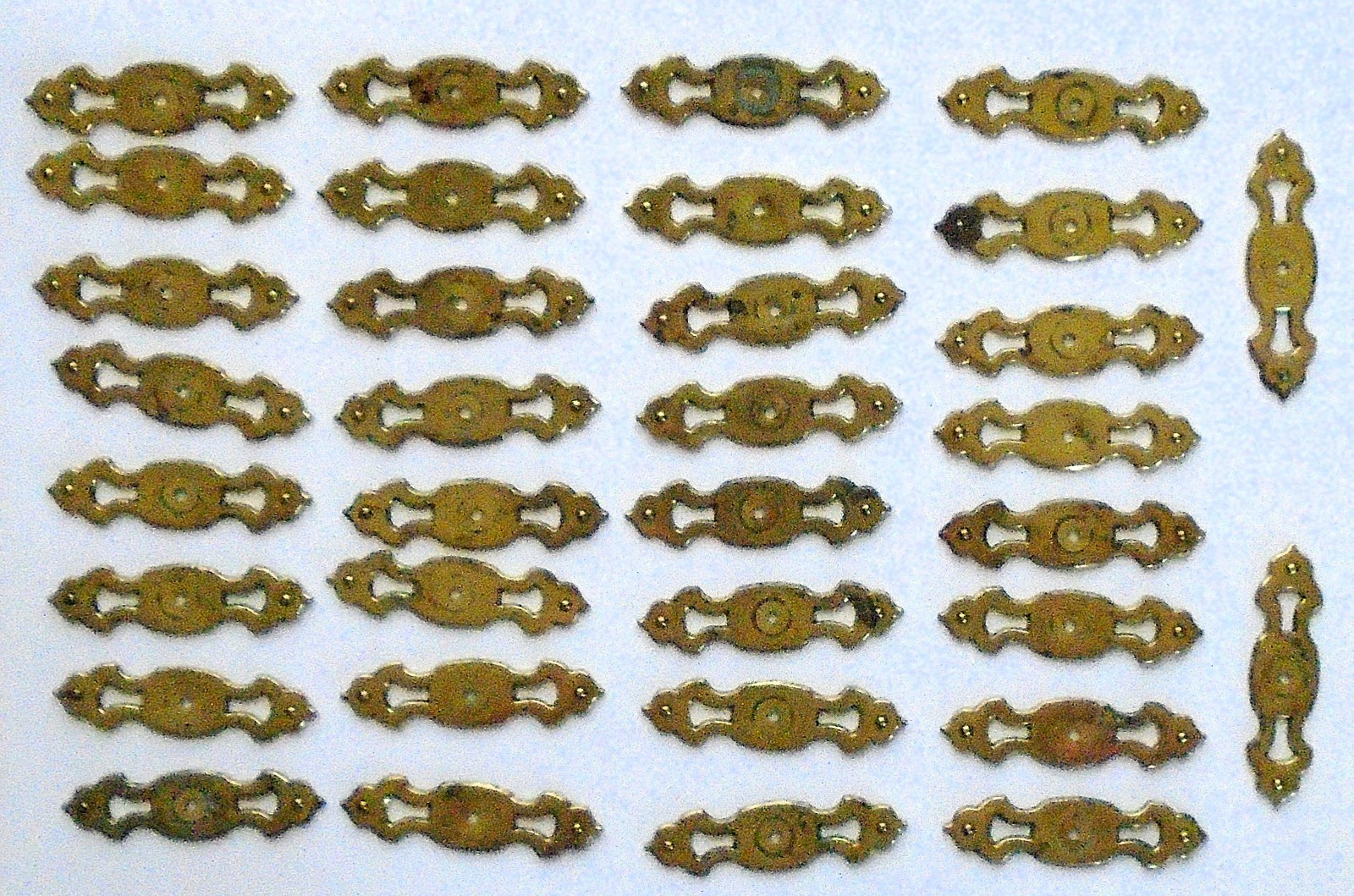 Lot of 34 Vintage 4″ Brass Drawer Pull Backplates