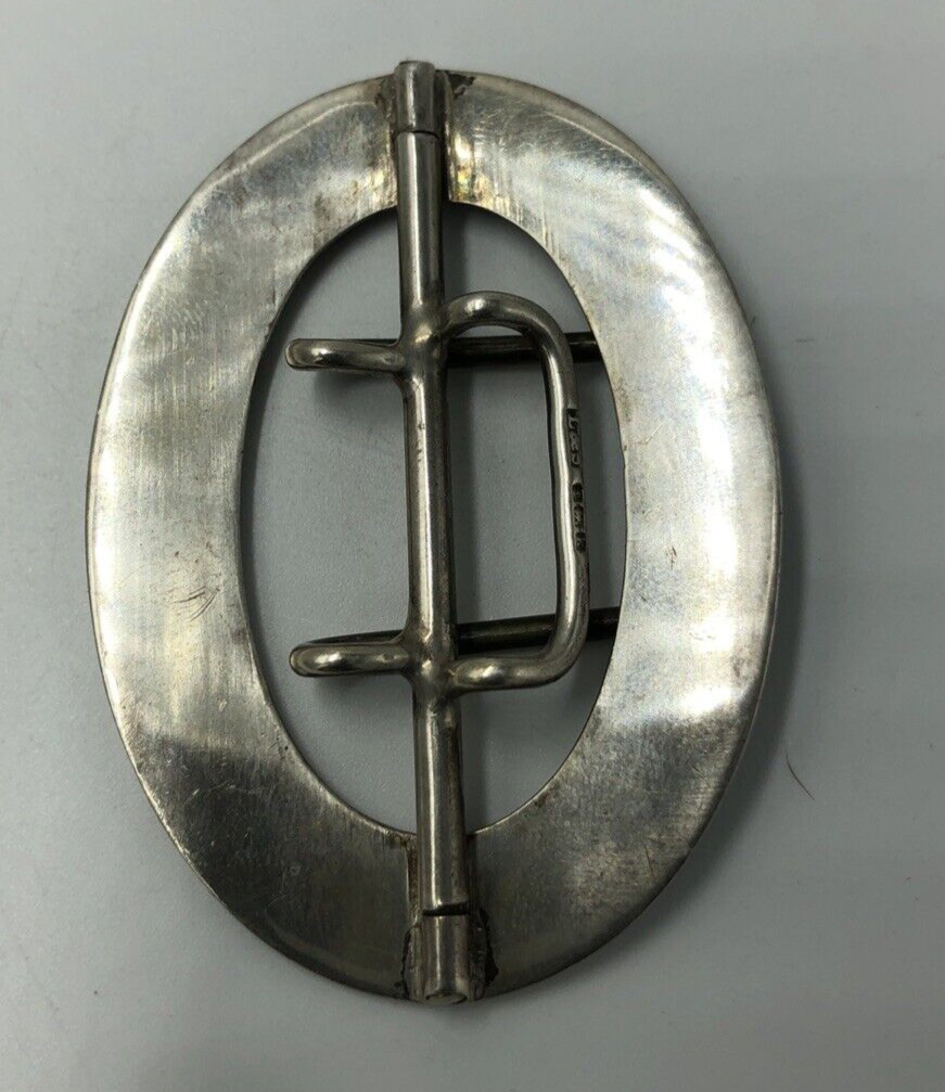 Silver Guilloche Lilac Enamelled Belt Buckle Levi & Salaman Birmingham 1909