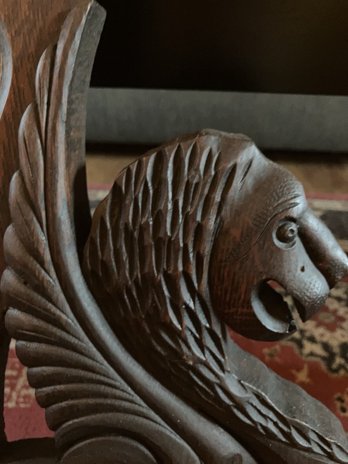 Victorian Wooden Antique Mirror Mythical Winged Griffins Architectural Salvage