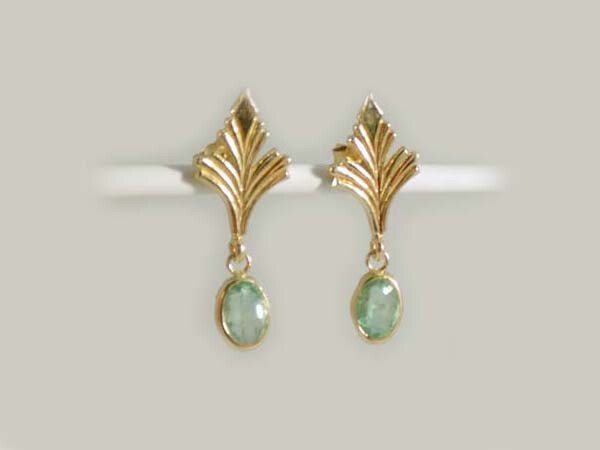 Gold Emerald Earrings 1¼ct Antique 19thC Siberian Ancient Sumer Immortality 14kt