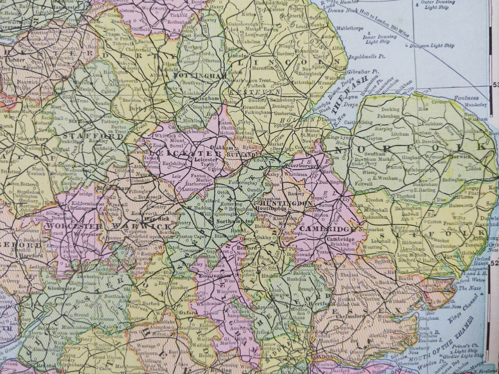 Vintage 1900 ENGLAND WALES Map 11″x14″ ~ Old Antique Original UNITED KINGDOM