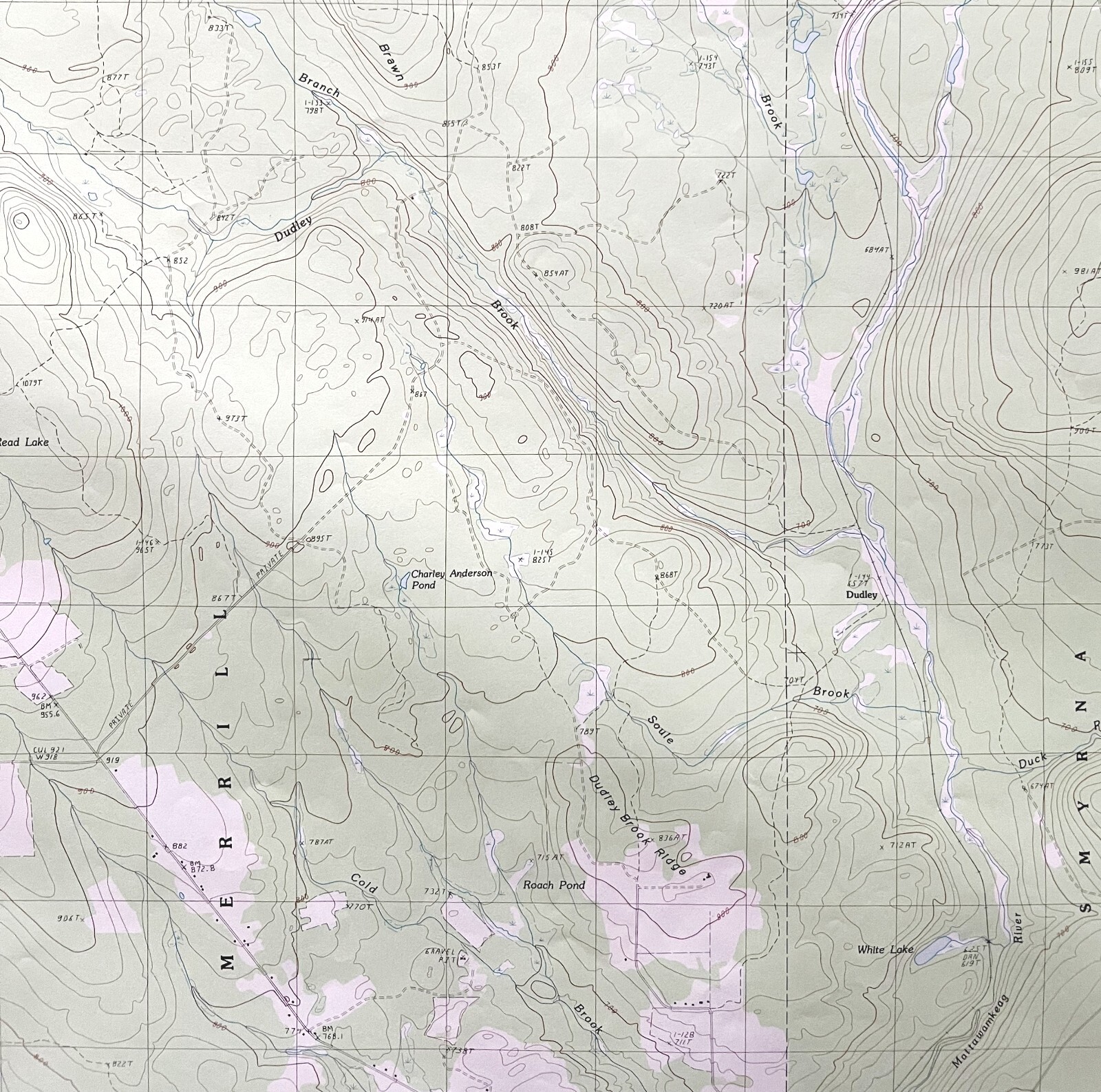 Map Smyrna Mills Maine 1986 Topographic Geo Survey 1:24000 27 x 22″ TOPO7