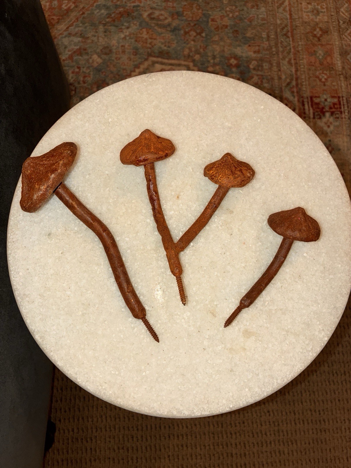 Antique Original Pre-1890 Handmade Rusted Iron Round Nails Lot of 4 Brown