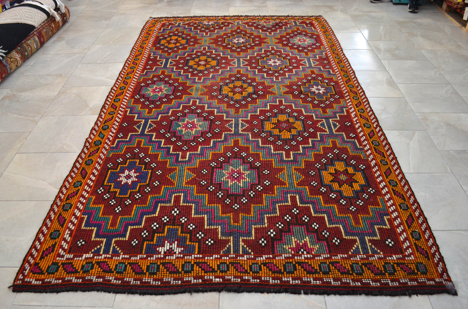 6×10 Rug Hand Made Turkish Rug Vintage Goat hair Kilim Rug Actual 5’9″ x 10’4″