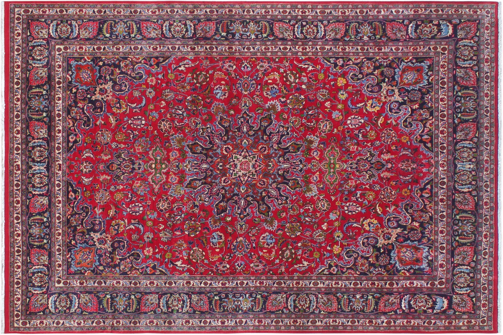 Fine 9’7″ x 12’11” Hand-Knotted Wool Area Rug – Traditional Medallion
