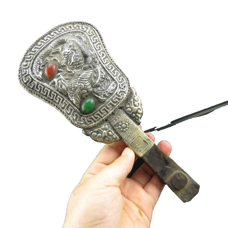 Chinese jade,Noble collection,collectibles,rare Fan type bronze mirror G(905)