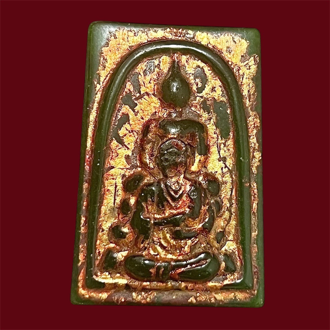 Phra Somdej Toh Wat Phra Kaew Wang Na Thai Buddha Jade Green Gold Pendant Rare