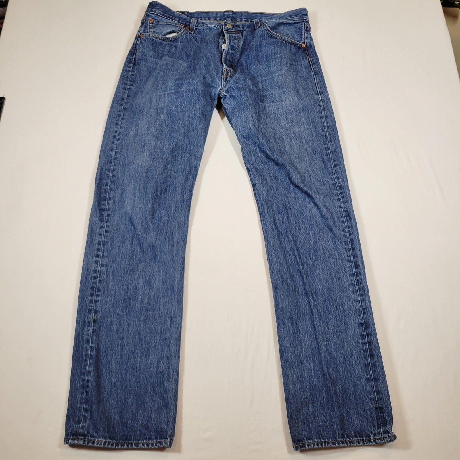 Levi’s 501 Jeans Men’s 36 X 34 Blue Slim Straight Fit Dark Wash Stretch