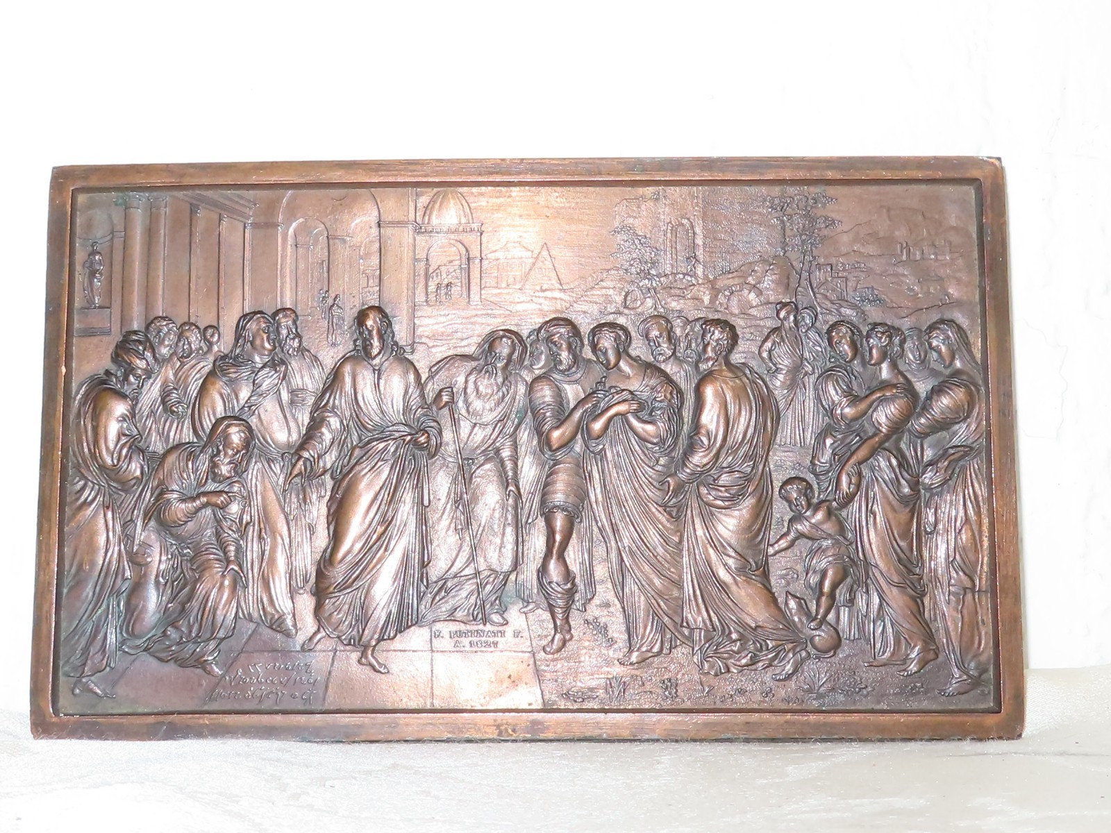 Antique Copper Plaque “Mythological Scene Athens” ! F. Putin ATI F.A.1827