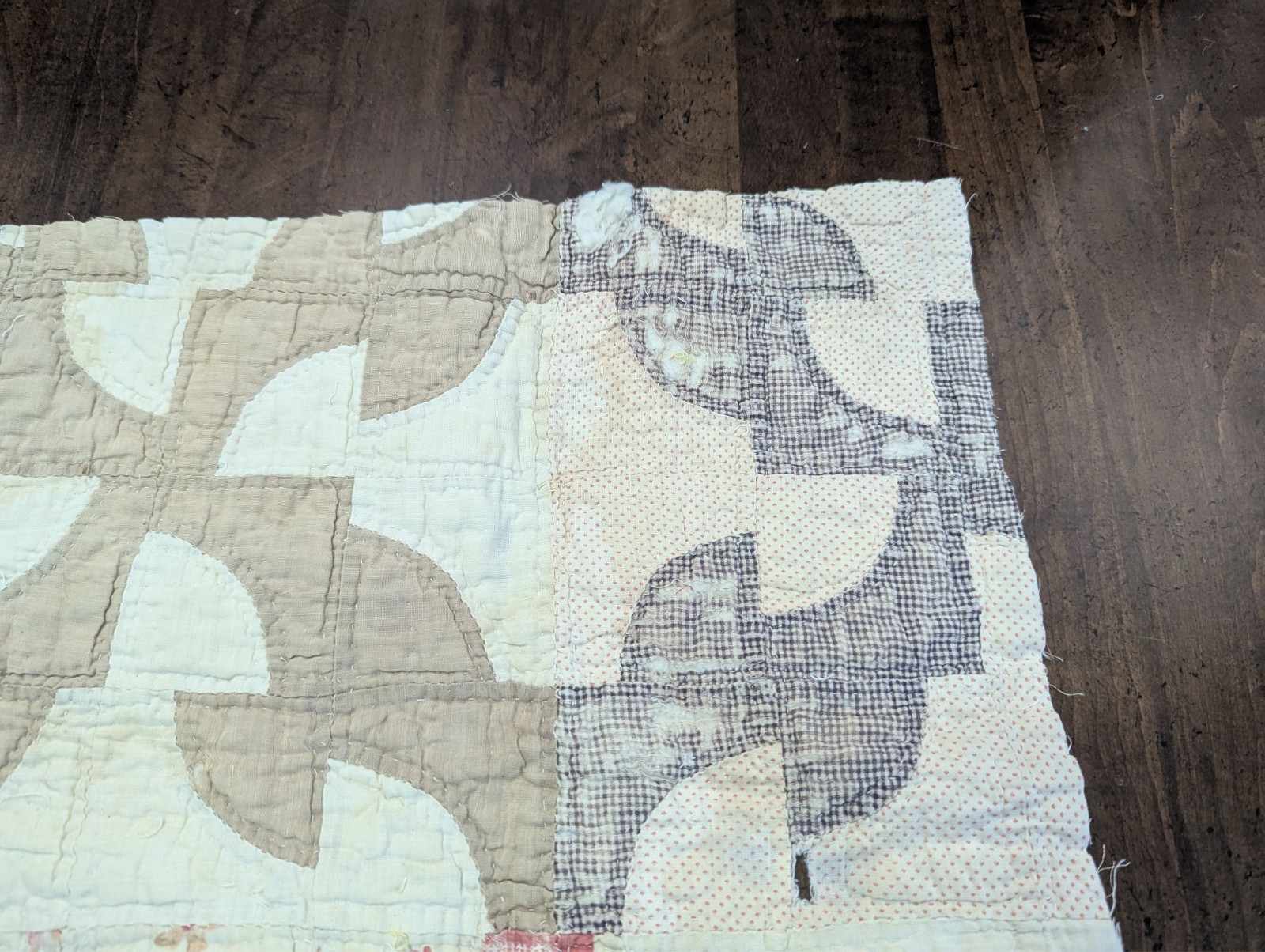 PRIM-GRUNGE Lot/3 Pcs UP-CYCLED from VTG-USA Patchwork QUILT x Crafts Projects