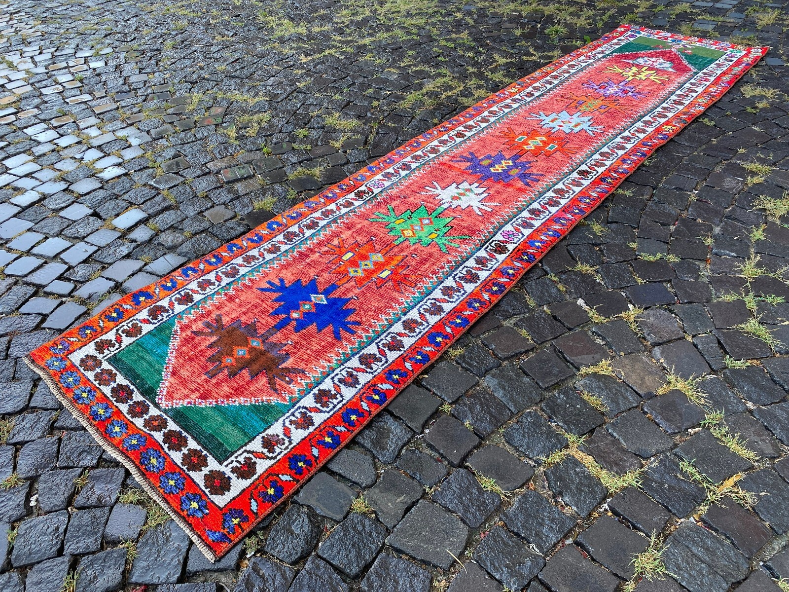 Wool rug, Bohemian rugs, Runner rug, Handmade rug, Turkish rug | 2,6 x 11,1 ft