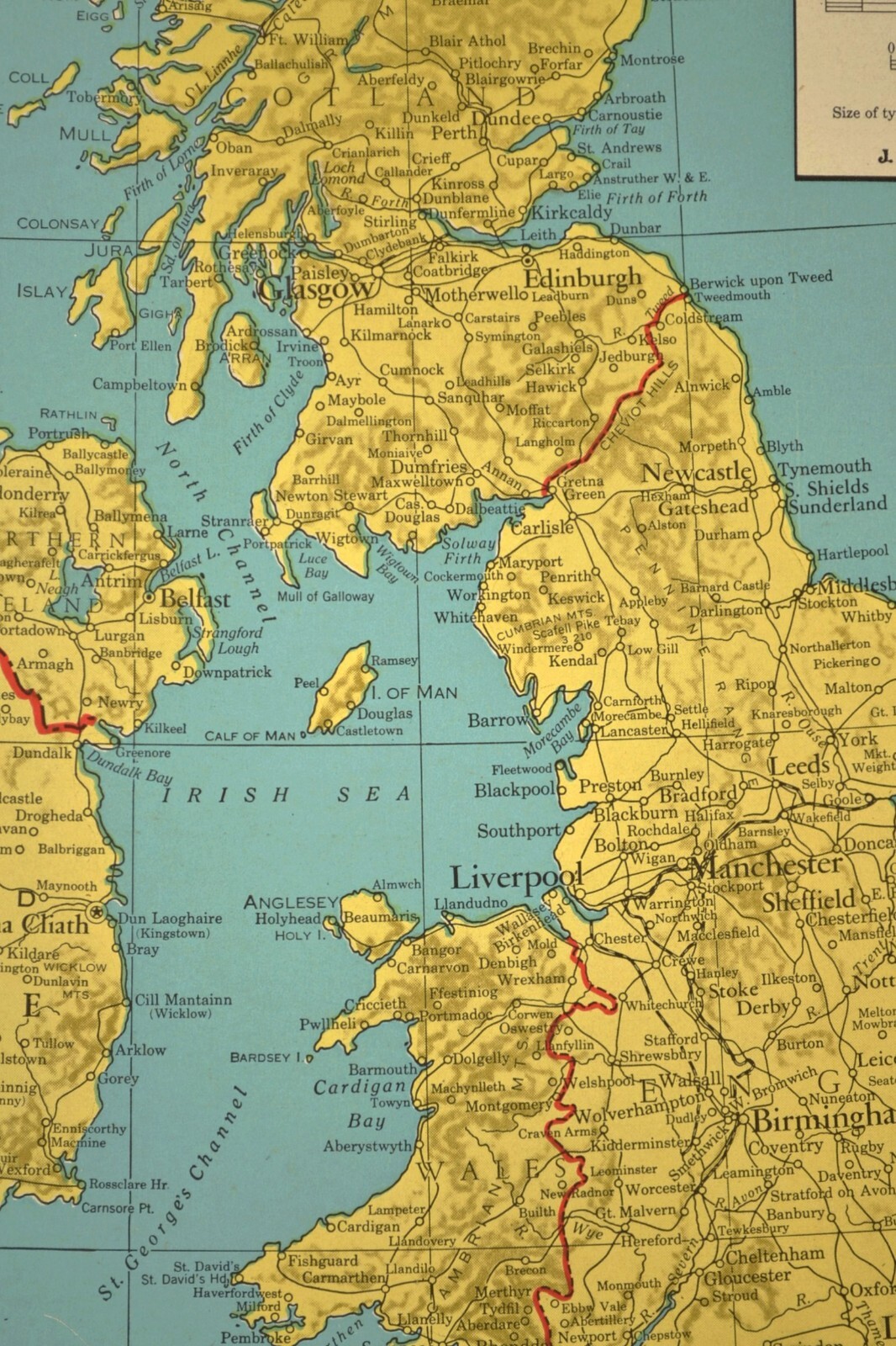 1947 Vintage BRITISH ISLES Map Great Britain Wall Art Ireland United Kingdom
