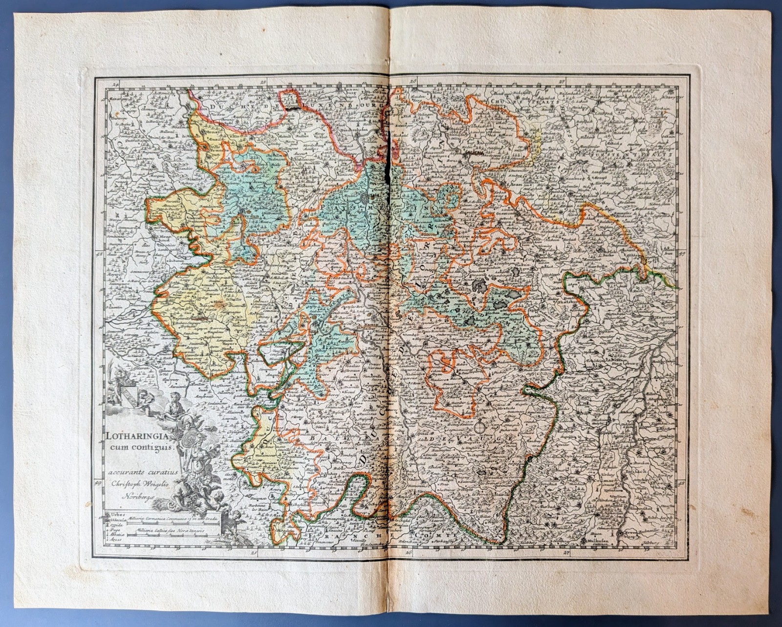 1718 Weigel “Lotharingia” Lorraine Map (France, Luxembourg & W. Germany)