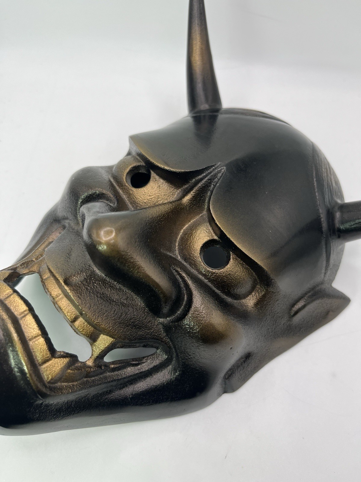 Vintage Japanese Iron Noh Hannya Iron Mask Takaoka-Doki Signed Collector’s 2.5lb