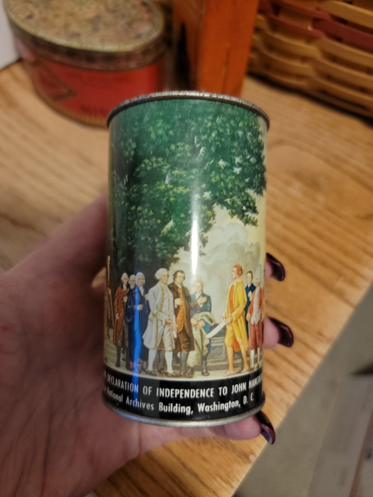 Vintage Souvenir American Can Co Coin Bank Declaration of Independence 1930’s Th