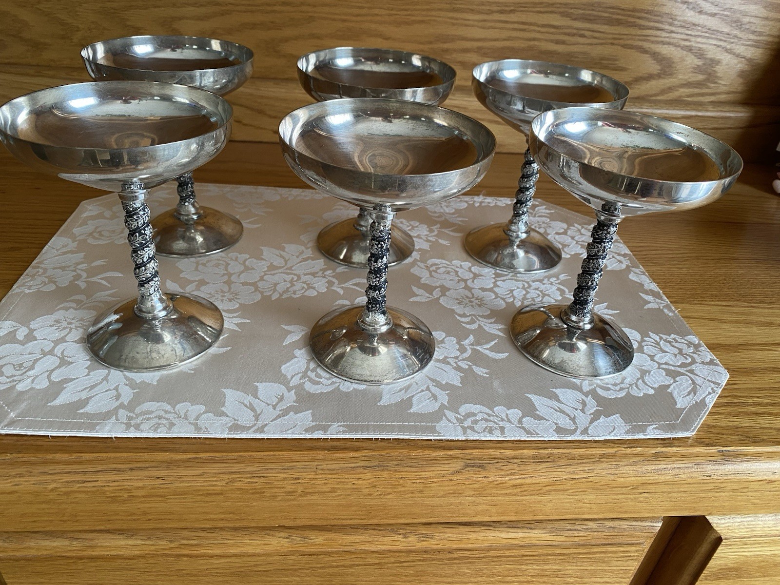 Vintage Silver Plated Champagne Goblets Approx 6 Inches Set Of 6 Made In Spain
