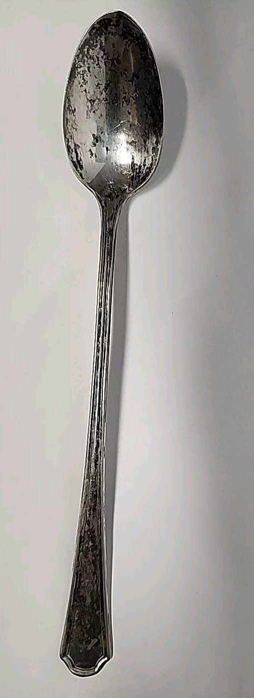 ANTIQUE COLLECTIBLE ICED TEA SPOON 7.5″, 1877 N.F.CO SILVER PLATE-
