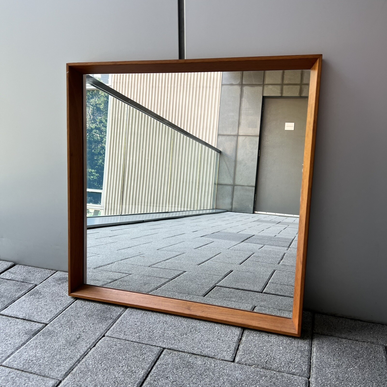 PEDERSEN & HANSEN Square Teak Mirror Danish Modern MCM 1960s 23.5″ x 23.5″