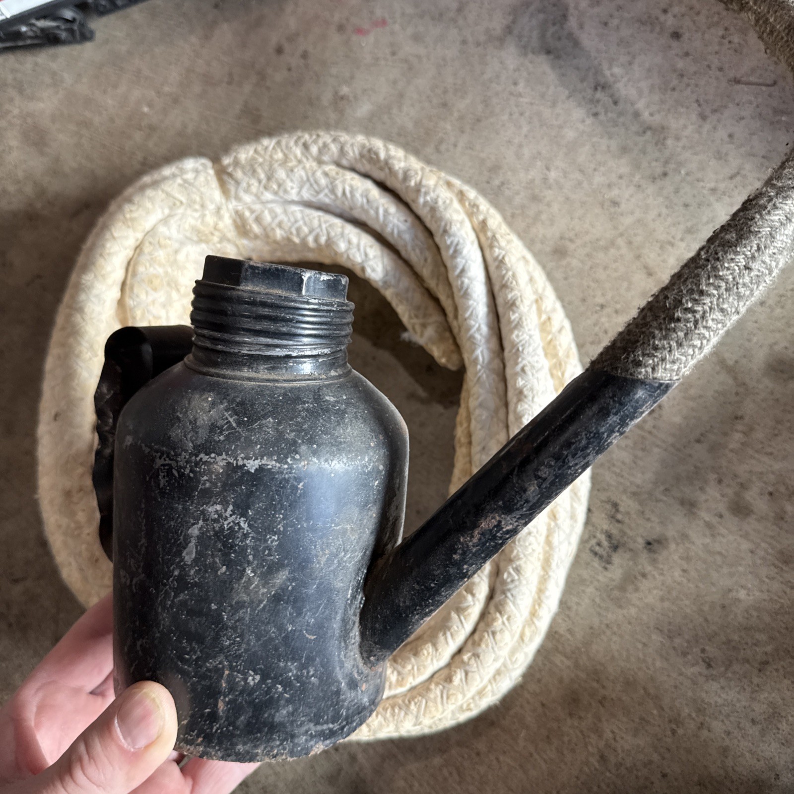 Vintage Antique St Louis Miner’s Oil Wick Teapot Style Lamp Lantern & Rope Wick