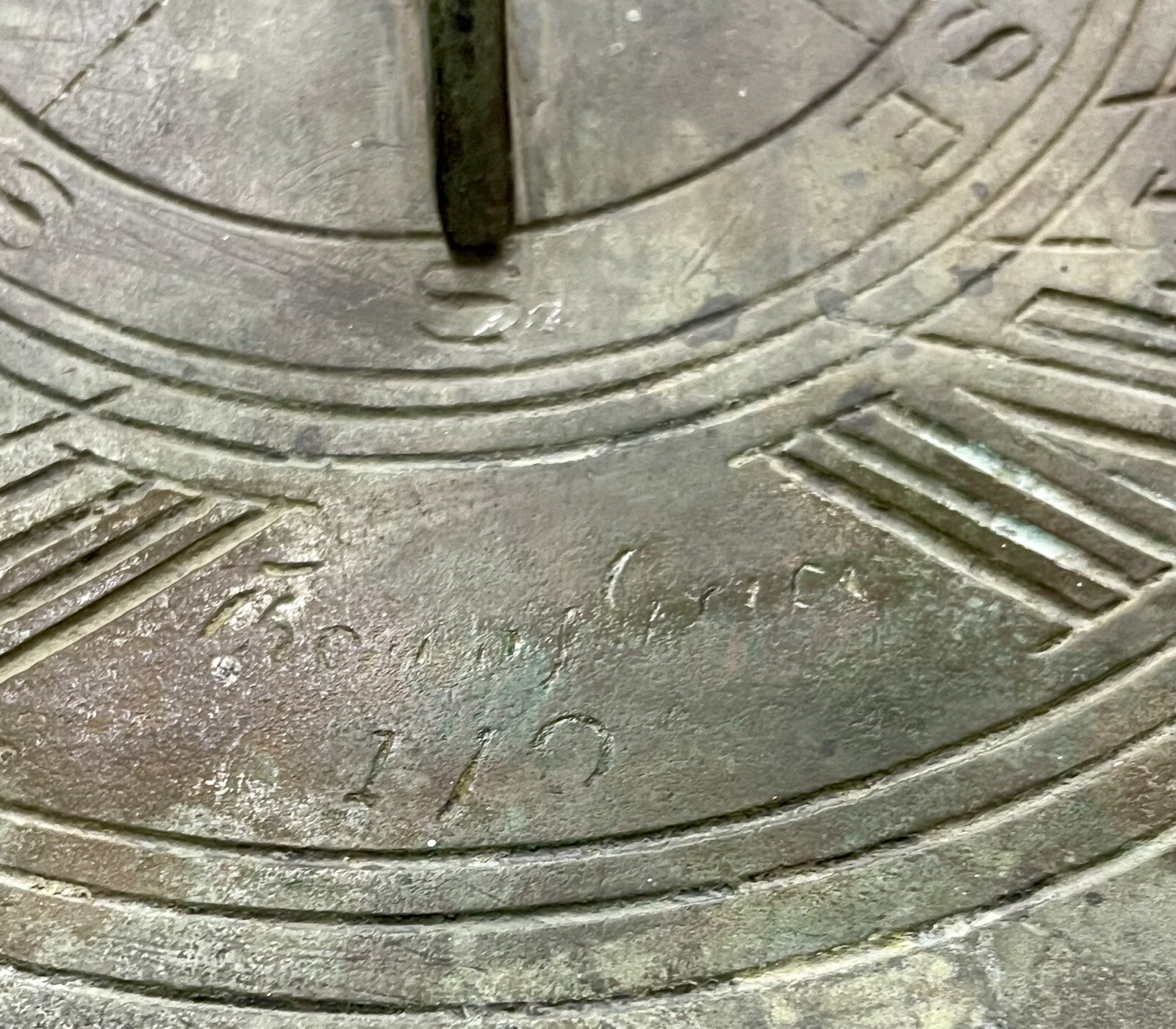 Super Round Authentic Rare Antique 18TH Century Bronze Sundial THOMAS GRICE 1705