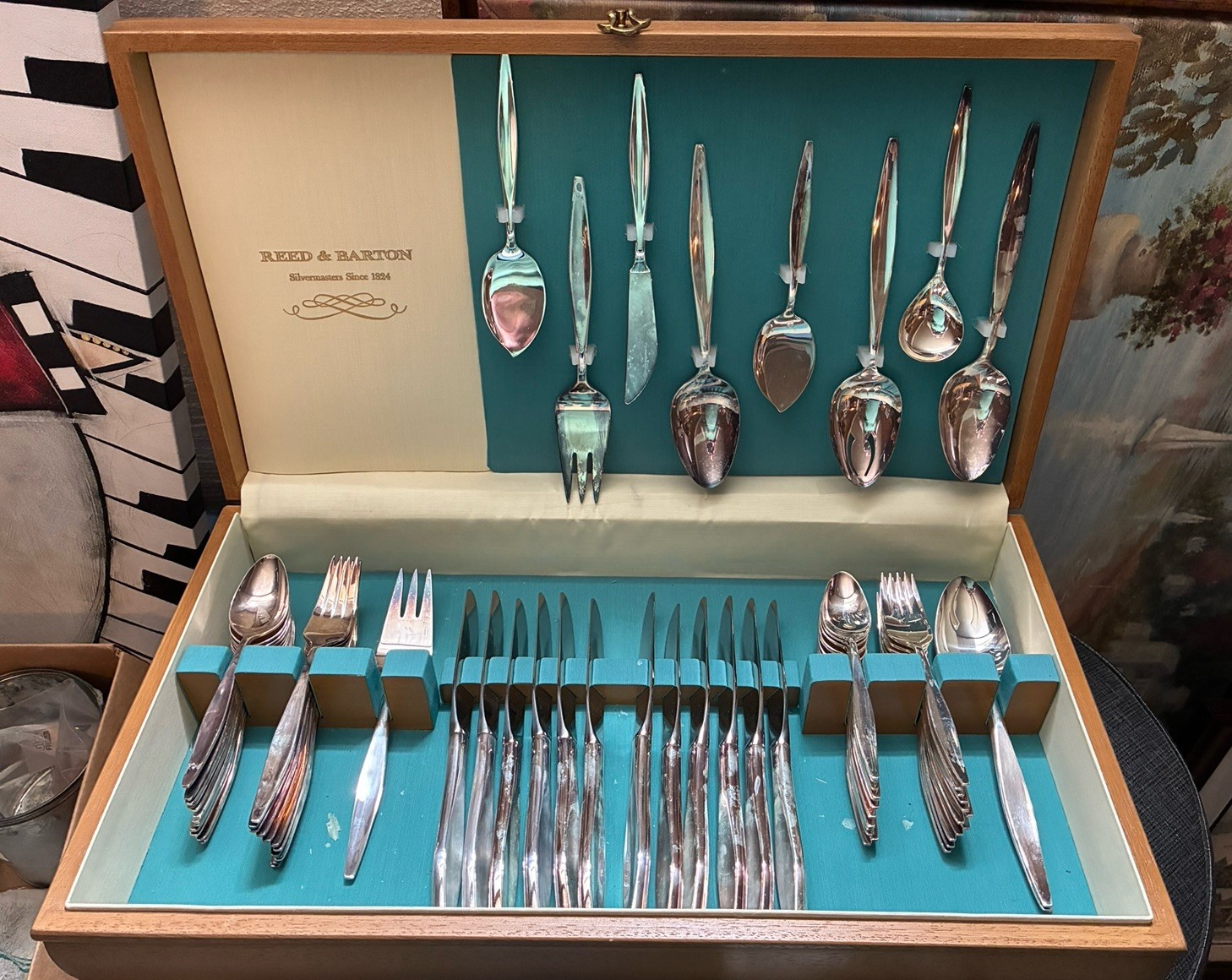 Vintage Reed & Barton Denmark flatware set Service For 12 With Case