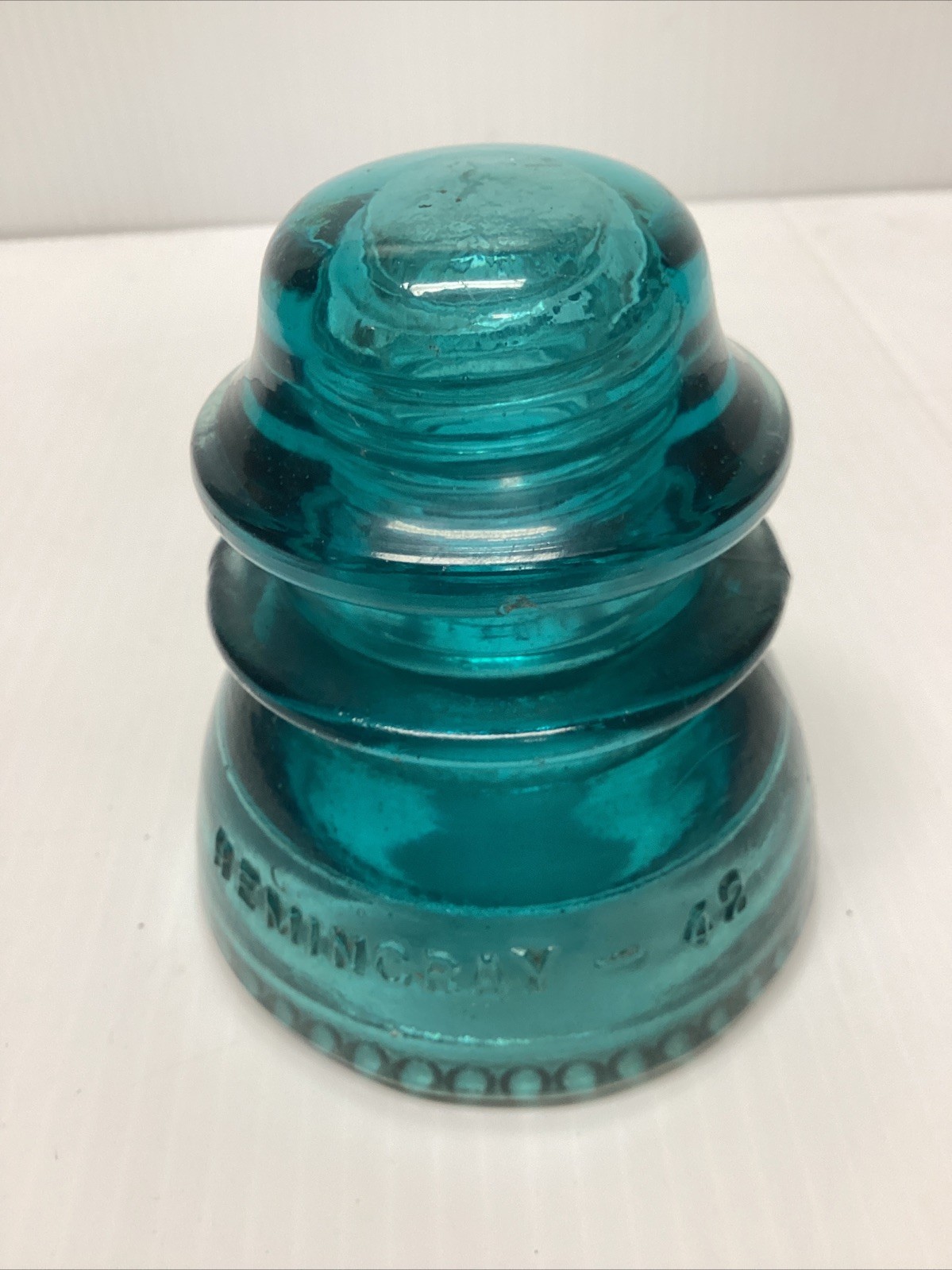 Antique Aqua Blue/Green Glass Insulator Hemingray No. 42~Made in USA