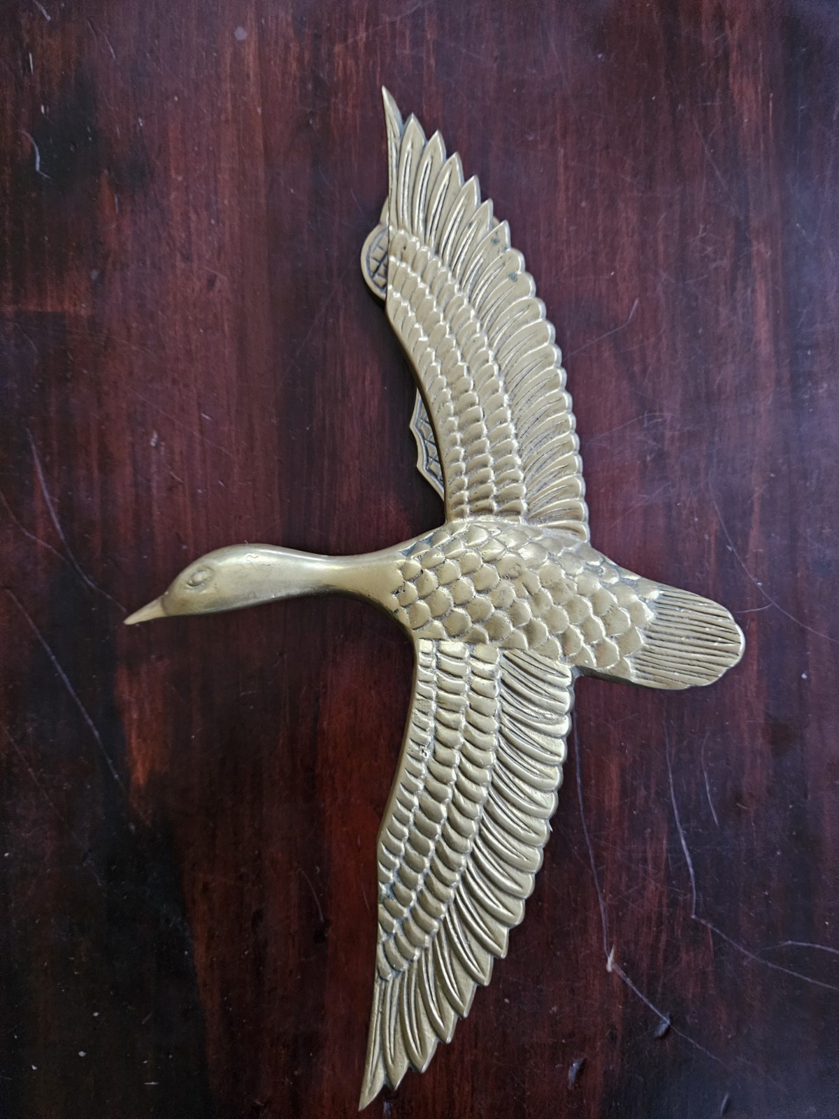Vintage Solid Brass Flying Bird Duck Goose Door Knocker 6″X10″ MCM