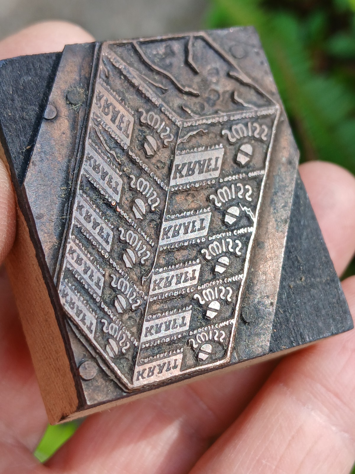 Vintage Letterpress Printing Block Kraft Swiss Cheese Advertising 1-3/4″ x 1.5″