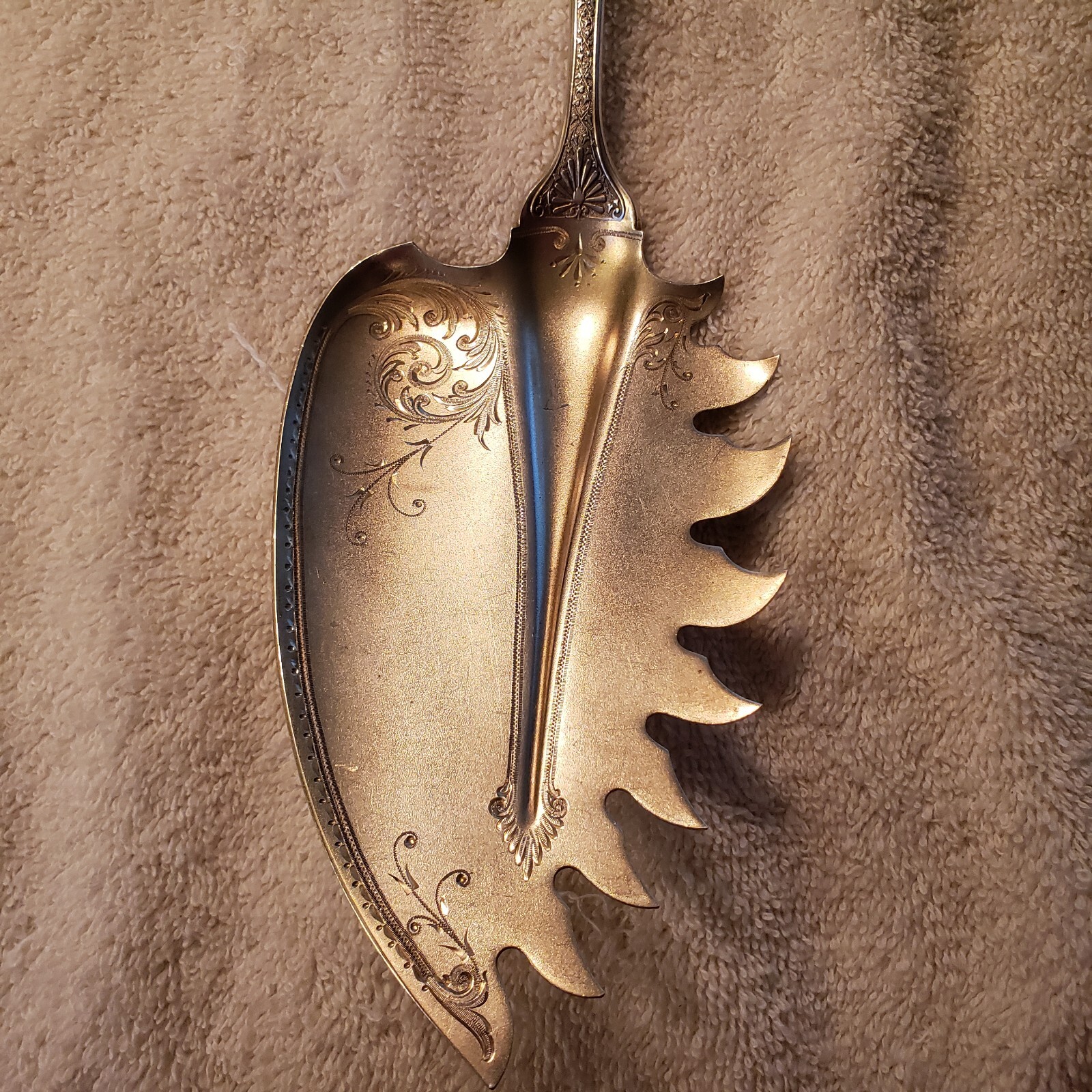 RAPHAEL by GORHAM sterling silver PASTA MACARONI SERVER 11″ GW Blade No Monogram