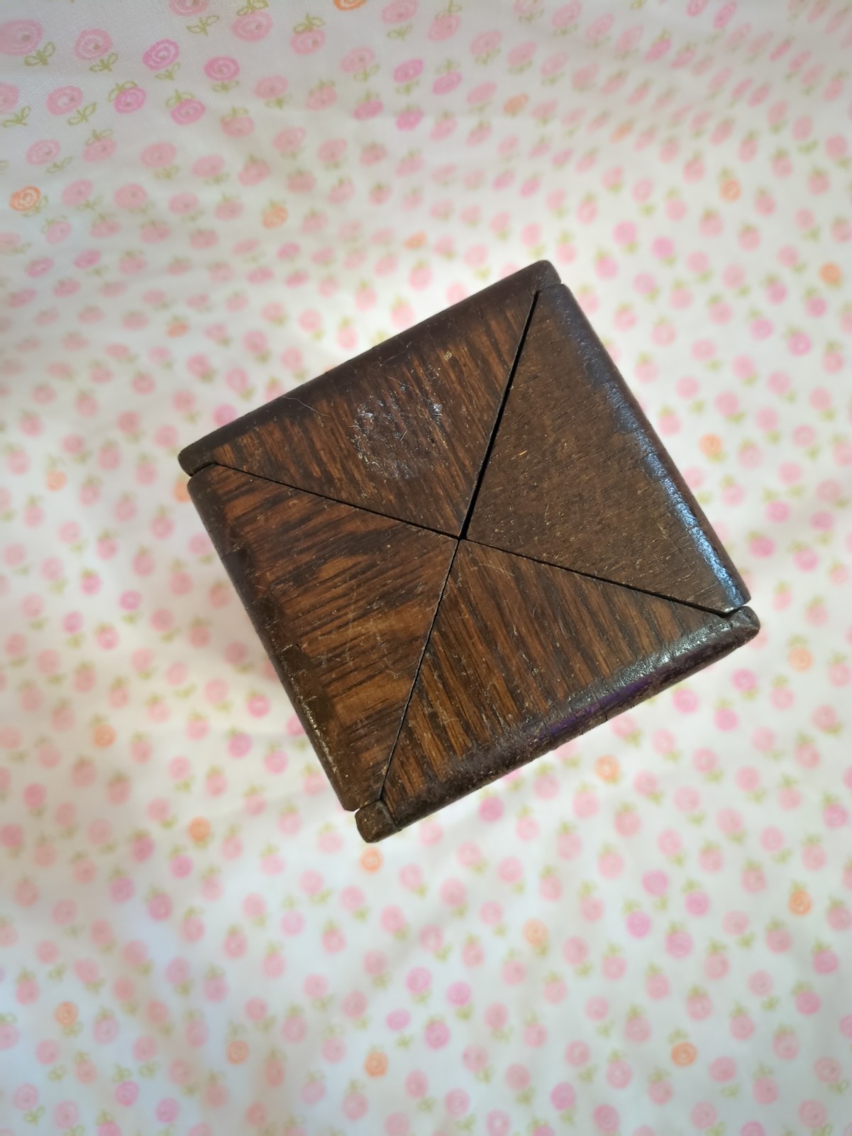 Antique Wooden Sewing Machine Accessory Puzzle Storage Box Roll-Out Patent 1889