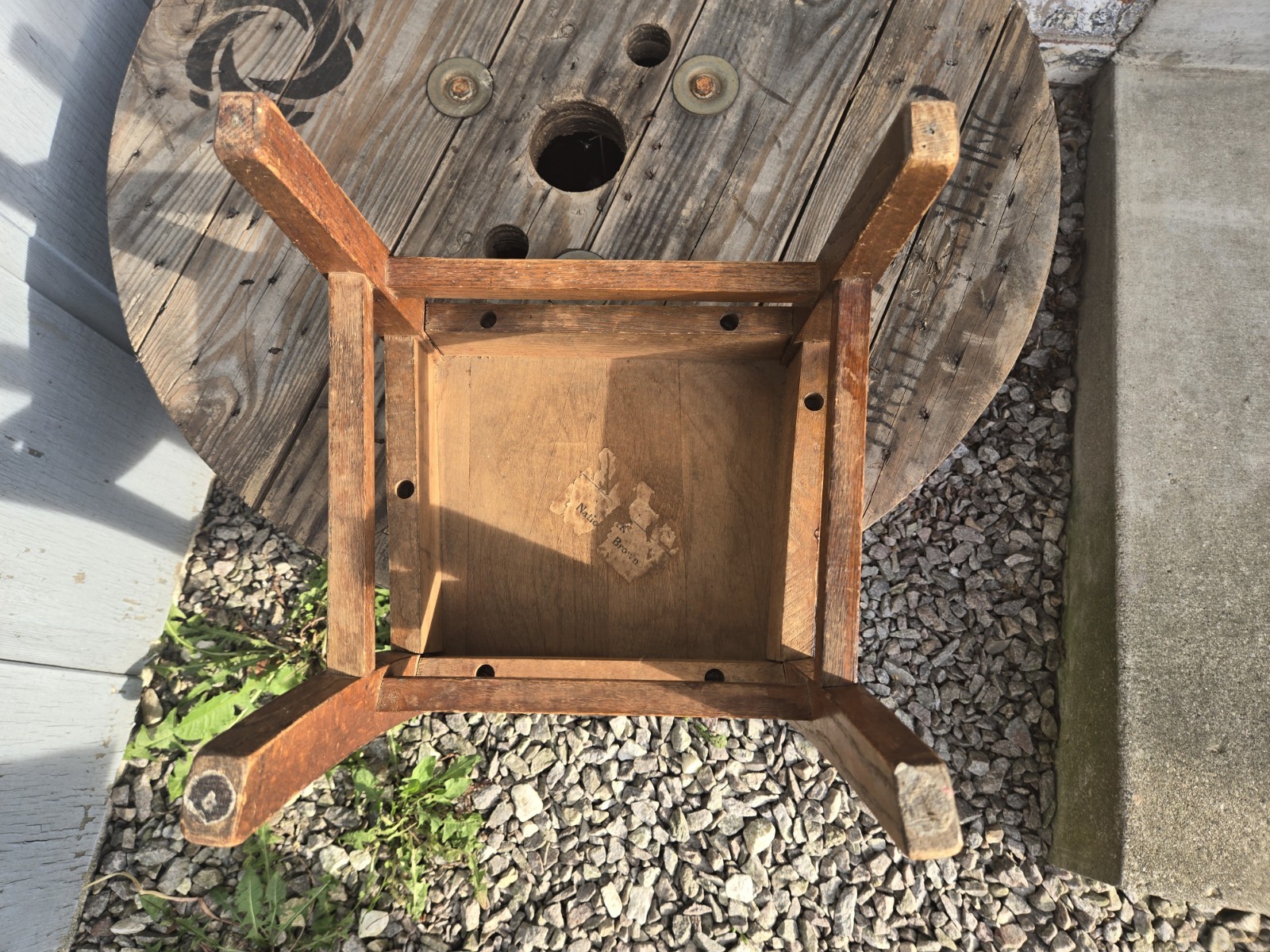 Vintage Solid Oak Wood Child’s Elementary School Chair Rustic Sturdy 22″ Tall