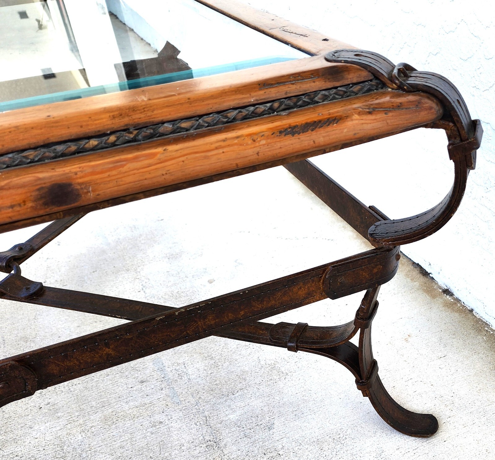 Adnet Hermes Style Coffee Table Equestrian Ranch Rustic